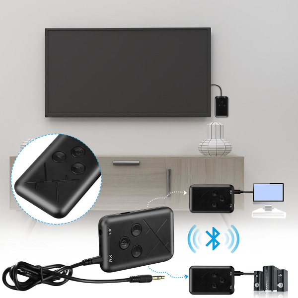 Tx10 Bluetooth-vastaanotin ja -lähetin 2-in-1 Bluetooth-sovitin Bluetooth-musiikkivstaanotin Musta