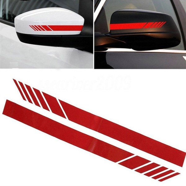 2 stk røde Bakspejl Stickers Bilstylning Kæledyrs Bilsticker Bakspejl Side Decal Stripe Biltilbehør Bilstickers