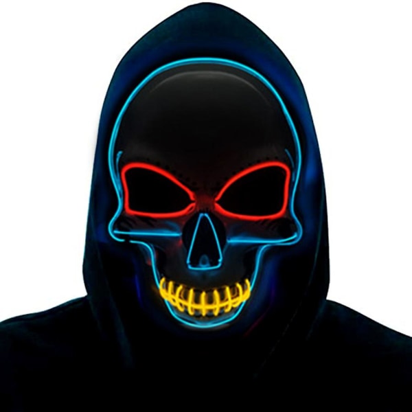 Halloween LED Maske Gyserkranium Farverigt Lysende Maske Cosplay El Wire Kostumemaske Feriefestgaver til Mænd Kvinder