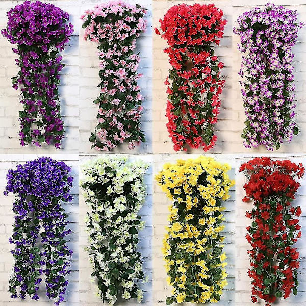 4 Kronblade Hængende Kunstige Blomster, Wisteria Hængende Kunstige Blomster Til Bryllup Hjem Dekoration (Rose Rød)gul yellow
