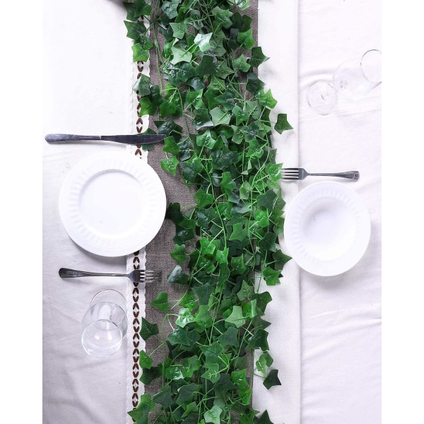 90 fot 12 tråder kunstige vinstokker Falske eføyblader hengende kransplanter bryllupsveggdekor eføyblad
