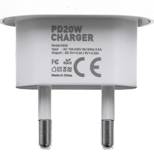 Hurtiglader - Adapter + Kabel - 20w Hvit For iPhone - EU - 1-pakning iPhone 1-Pack iPhone