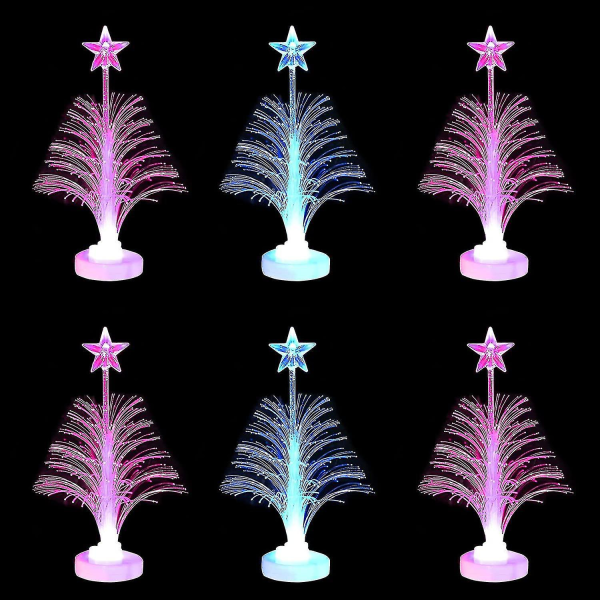 Led mini juletræsfarver Skiftende fiberoptisk juletræ med et stjernebatteri drevet bordplade Jule led natlys træ til jul Holida