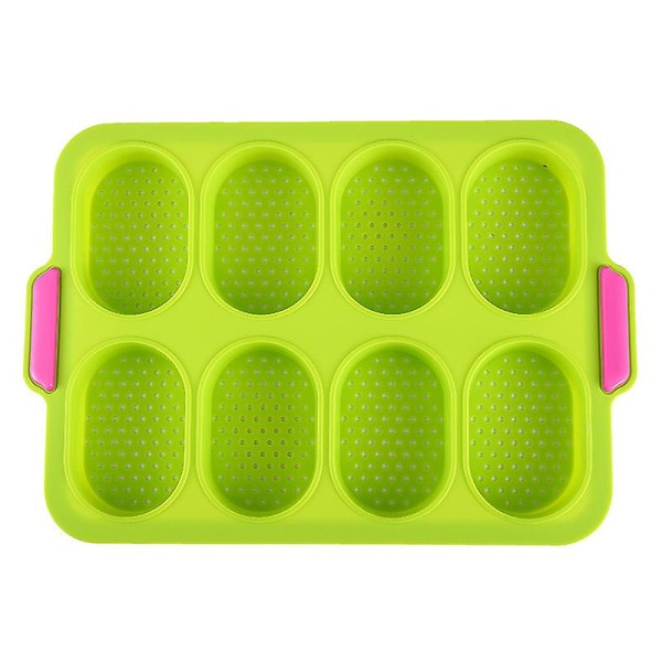 Bageform til 8 boller, silikoneform, non-stick bageplade, baguettebageplade (sort grøn) COLOR 2