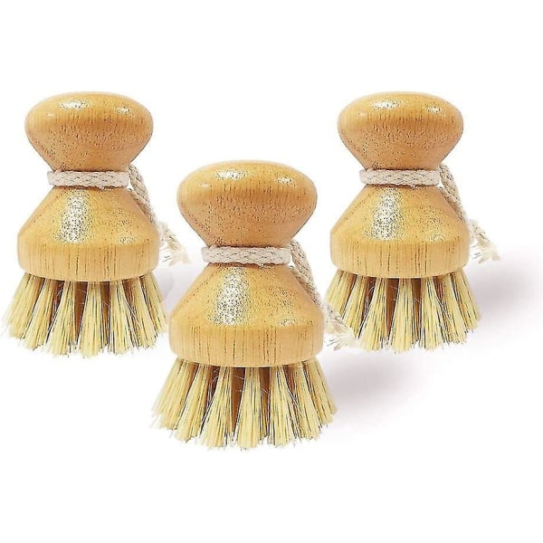 Natural Cleaning Scrub Brush Dish Scrubber 3 Pcs, Stiff Bristles Wash Dishes Gift