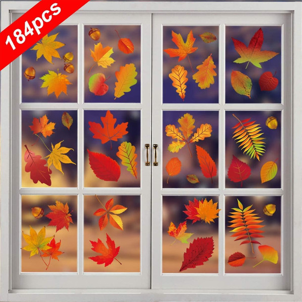 8 Ark / 184 stk Lønn Blad Klistremerker Thanksgiving Høst Blad Vindu Klinger Vegg Dekaler Fall Decor Party Dekorasjon Fall Bryllup Og Fall Partier