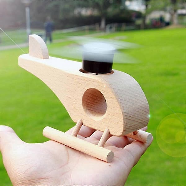 Creative Wooden Solar Powered Airplane Helicopter Model Kids Fun Science Early Educational Toy