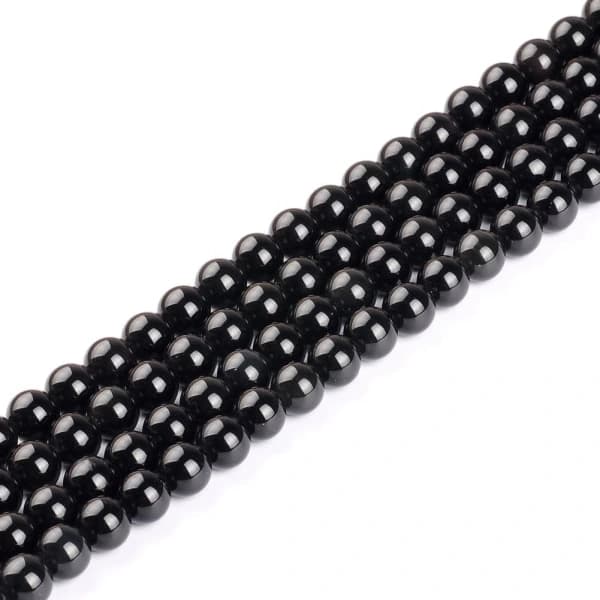 Sorte Obsidian Ædelsten Runde Løse Perler Natursten Perler til Smykkefremstilling (8MM)