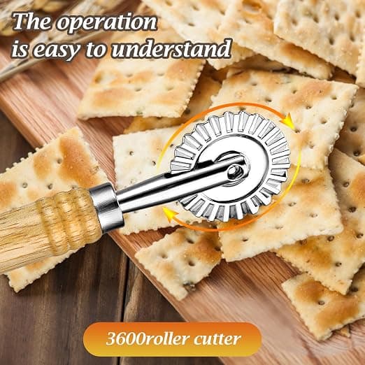 1 stk Ravioli Pastakutter med Rulle, Pizzakutter, Sinklegering Cu