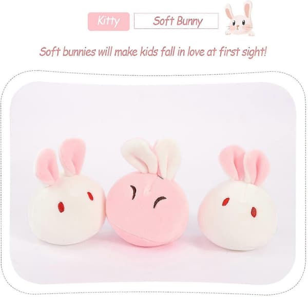 Cute Snacks Pillow Rabbit Plush Pillow, Kawaii Rabbit Pudding Pillow with Rabbit Dolls, Detachable Stuffed Animal Toys Creative Gift for Kids