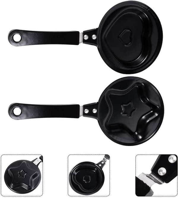 2 stk miniomelettpanne hjerteformet panne non-stick jern tegneseriestil