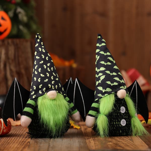 Halloween New Green Bat Gnome Ornament Faceless Do