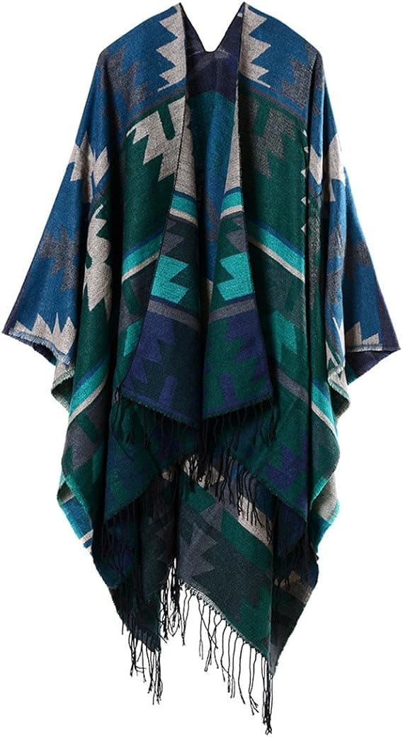 130 x 150 cm Dam Överdimensionerad Tartan Poncho Cape Bl