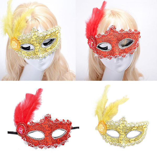 Maskerademaske Kvinner Venetiansk Maske Fest Prom Voksen Spill Karneval Fest Gull