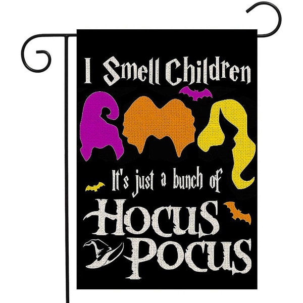 Halloween-puutarhabanneri Sanderson Sisters - Kääntyvä Pysty Puutarhabanneri Hocus Pocus Noita Koriste