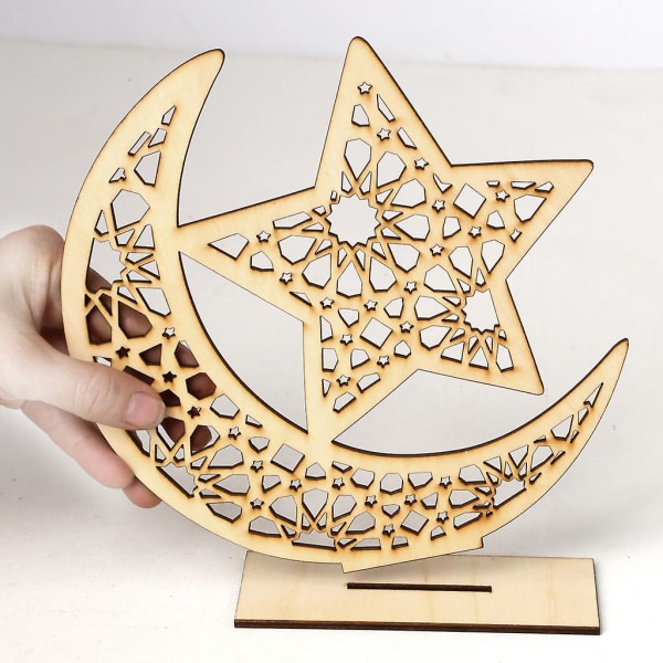 Trä Mubarak Måne Astrolabium Hängande Dekoration Ornament D