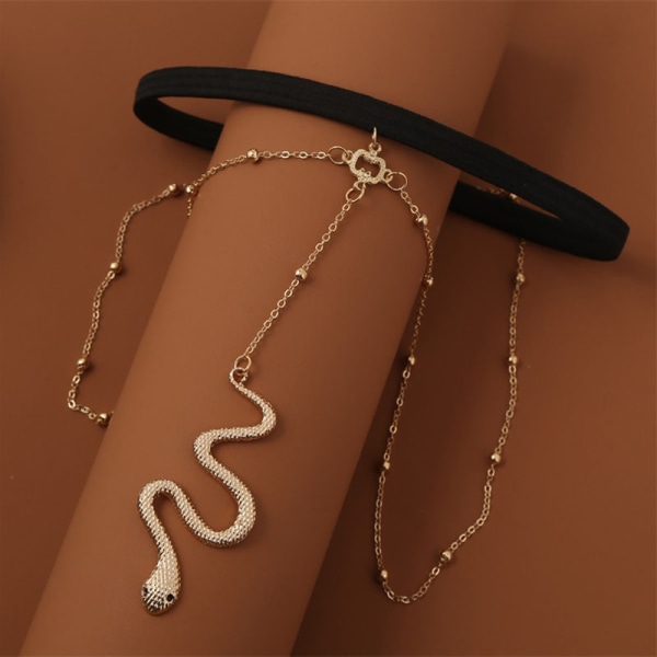 Edderkoppbenkjede Perlelagdelt lårkjede Slange Insektkroppskjede Sommerstrandtilbehør Smykker for kvinner og jenter (slange)
