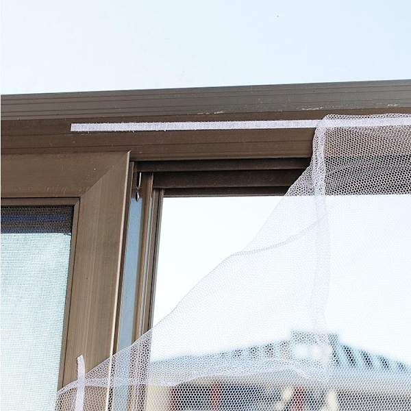 2 stk. DIY Selvklæbende Vindue Skærmbenet Mesh Gardin, 130X150cm, med Klæbebånd, Passer til Flere Vinduer