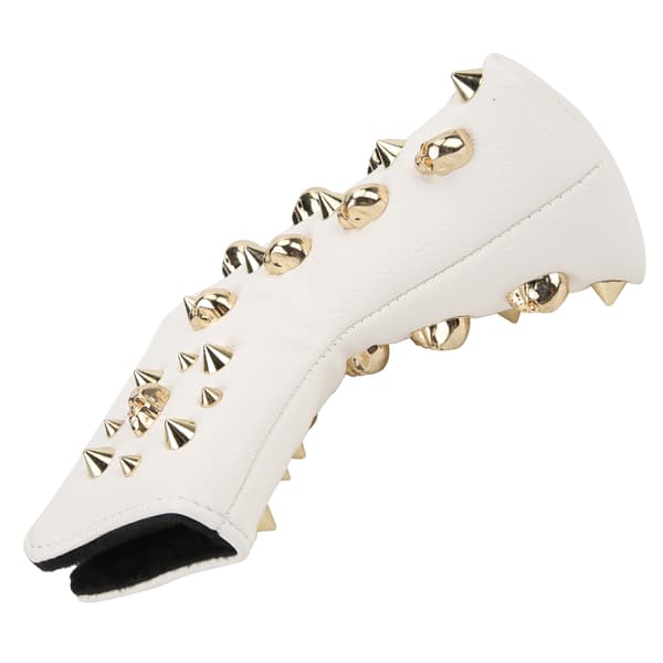 PU Leather Golf Wood Head Cover Waterproof L Shape Putter Skeleton Rivets Headcover Protector White