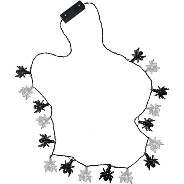 LED-kaulakoru - kirkkaasti valaistu Halloween-lasiriipus naisille ja miehille - roikkuvat pelottavat kaulakorut juhliin, raveen, fe