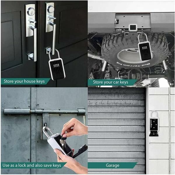 Wall Mounted Key Box, Waterproof Combination Padlock, Secure Key Storage, Aluminum Alloy, Portable Security Lock with Sliding Cover for