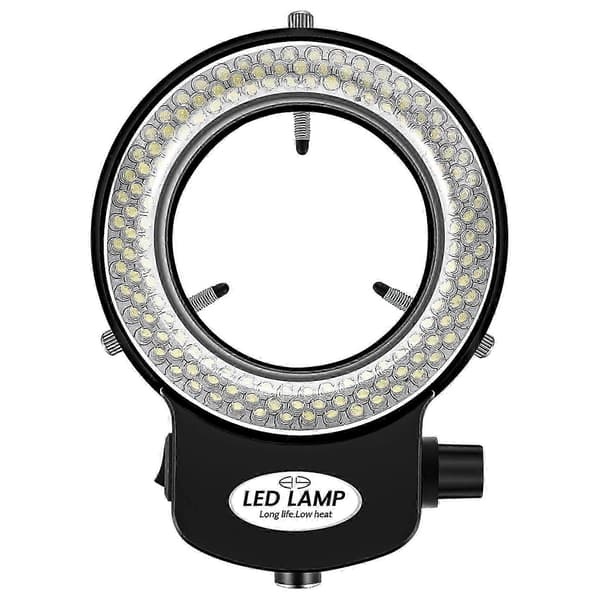 Dimmable 144 LED Ring Light for Microscope with Adjustable Brightness 0-100% Mini Scope Illumination Solution