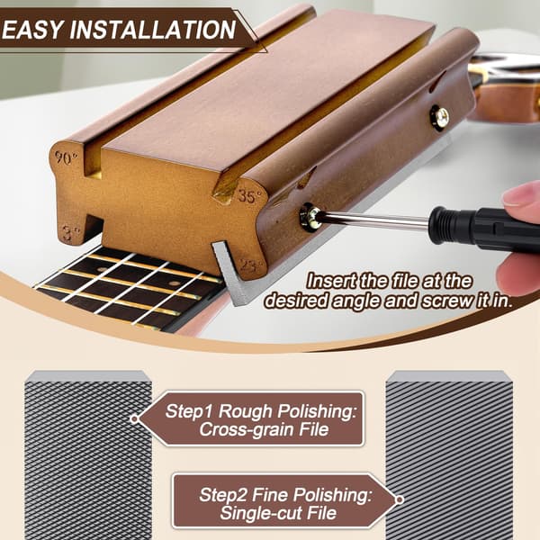 Professional 4-in-1 String Instrument Fret Maintenance Tool, Multi-Angle File for Grinding, Beveling, Rounding, and Finishing, Essent