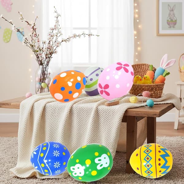 Inflatable Easter Eggs 6-pack - Large Outdoor Decorations for Easter Party, Garden, Patio and Home Use