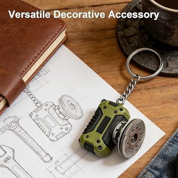 Mini Angle Grinder Keychain, Polished Replica Tool Keychain, Decorative Accessory, Tough Gift for Dads and Tool Lovers [Ho]