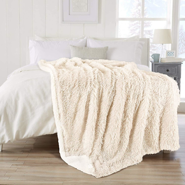 Knusende Blød Plysstof Tæppe, Stue Tæppe, Mikrofiber Tæppe, Fleece Tæppe, Sofa Tæppe, Aircondition Tæppe Lys Til Sofa Beige 130x160cm