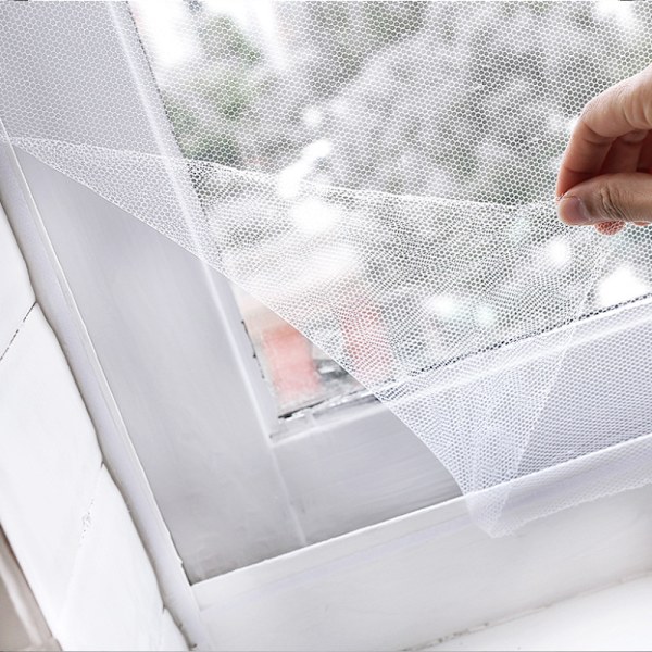 2 stk. DIY Selvklæbende Vindue Skærmbenet Mesh Gardin, 130X150cm, med Klæbebånd, Passer til Flere Vinduer