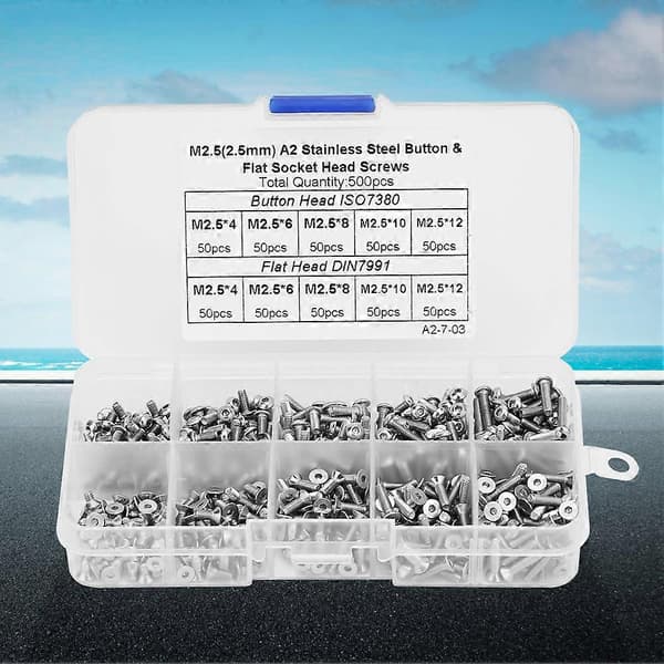 M2.5*4M2.5*6M2.5*8M2.5*10M2.5*12 Button TFlat Head Hex Socket Screw Set - 500pcs (FMY)