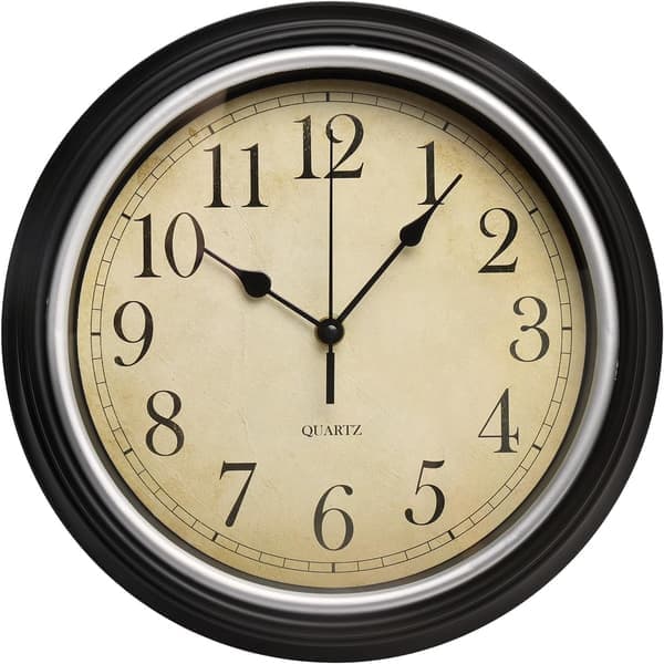 Retro Wall Clock 30cm Silent Old-fashioned Rustic Round Decorative Clock Black Battery Operated Classic Wall Clock for Home/Hotel/Kitchen