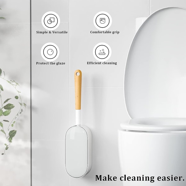 Toalettborste och hållare med set, böjd design vinklad toalettskål Borstskurare, hållbara borst för badrum Cle
