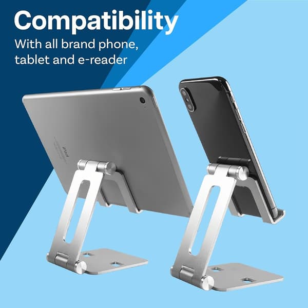 Mobile Phone Stand for Desk - Adjustable Phone, E-reader, and Tablet Holder, Universal Compatible with iPhone, iPad, Samsung