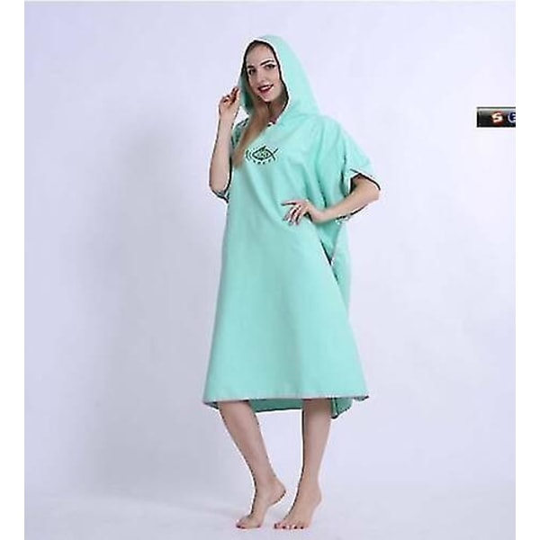 Unisex Beach Towel Changing Robe Bath Hooded Quick Dry Poncho Bathrobe Adultgreen