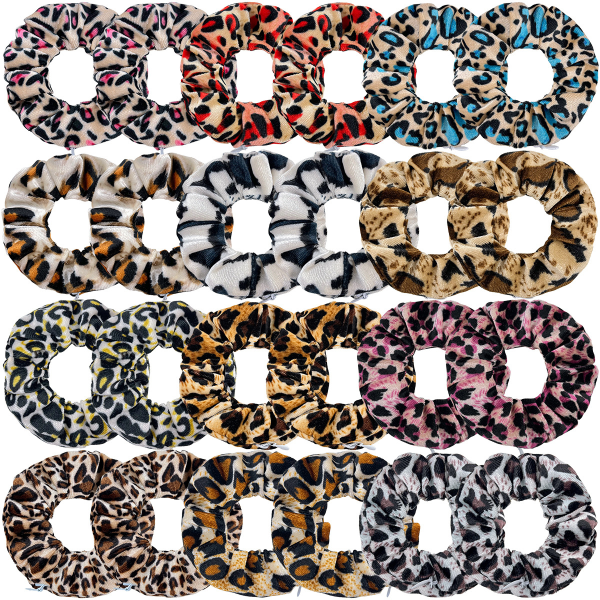 24 Stykker Western Kua-Print Scrunchies Jente Hår Scrunchies Sports Scrunchy Hårbånd Elastisk Silke Satin Scrunchies Hår