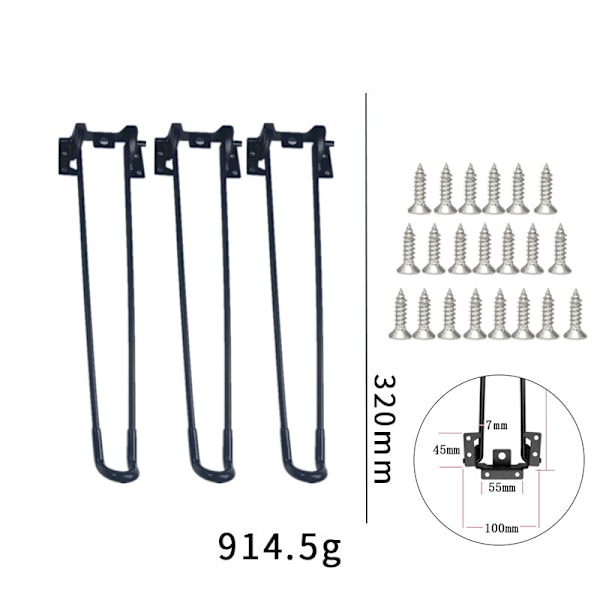 3 stk. 32 cm sorte metalfoldbare bordben, DIY møbelben til kaffebord, sidebord, laptopbord, minidesk,