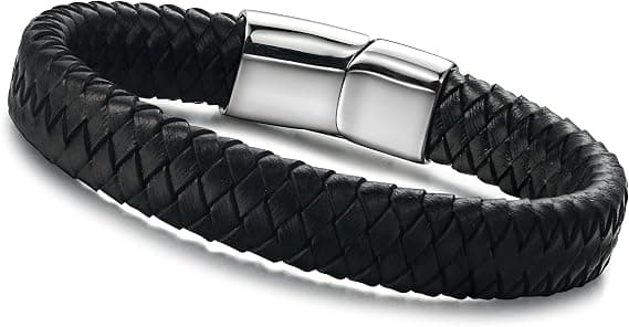 Flettet læderarmbånd til mænd, moderne uden stålspænde. 1 stk, sort-FA11-