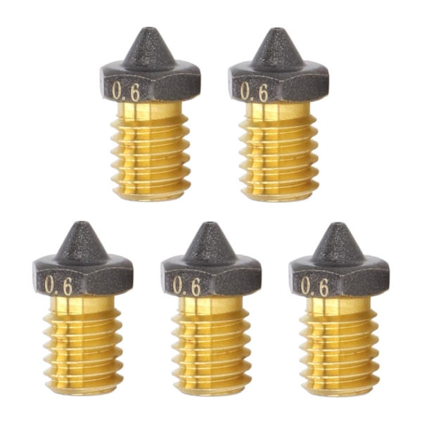 Herdede Messingprinterdyser - 5 stk. | 1,75 mm Filamentkompatibilitet | PTFE-belegg for jevn oppvarming |
