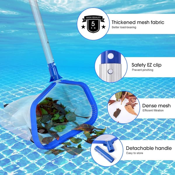 Pool Skimmer Net with Double-Layered Deep Bag, Sturdy Aluminum Frame, Pool Skimmer Net (Pole Not Included)