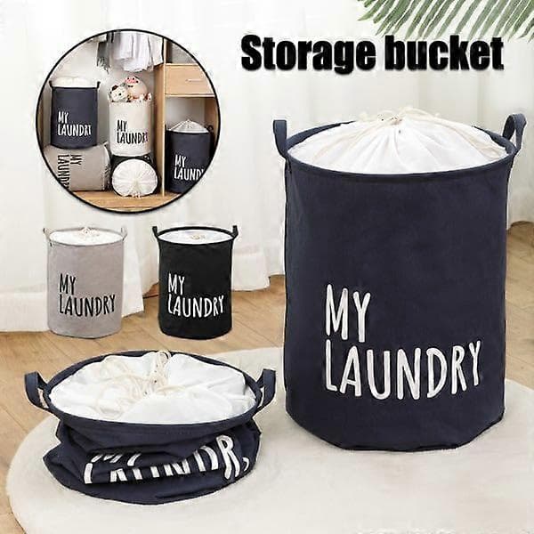 Foldable Laundry Basket with Drawstring Large Capacity Waterproof Clothes Storage Basket for Home Bathroom Bedroom