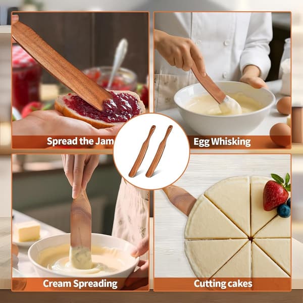 Elegant Wooden Spurtle - Sourdough Spatula for Baking & Cooking - Smooth Wood Finish