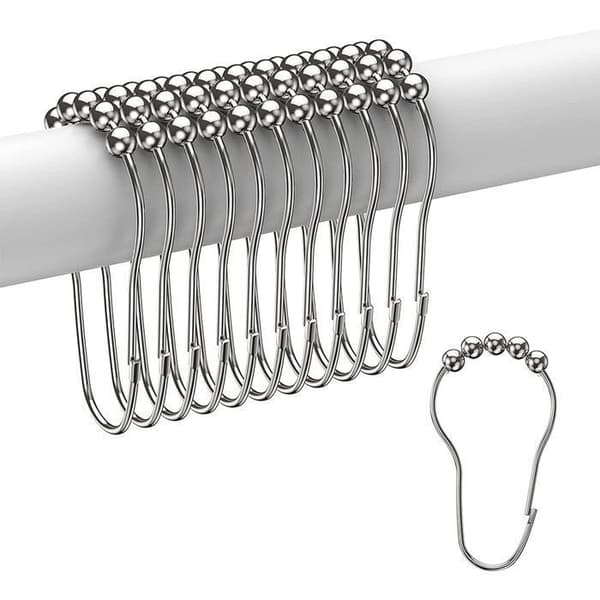 Duschdraperiringar, set om 12, rostfritt stål, silver