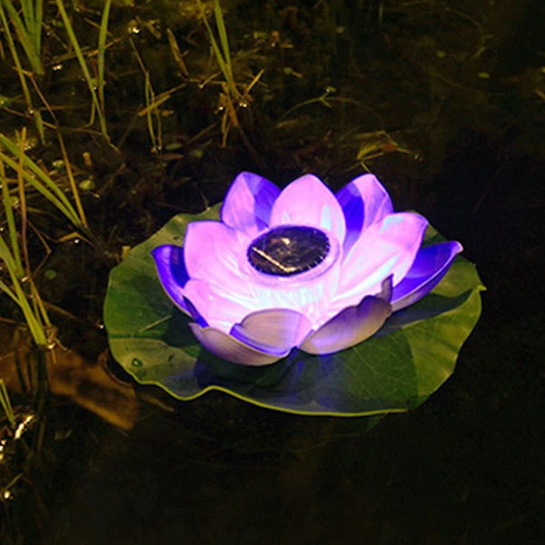 Flytande Solcellslampa för Pool Lotus Ljus Vattentät Led Blomma Trädgård Solcellslykta Lampa Lotusblomma Lotus Solcellslampa Flytande Utomhus Trädgård Lykta