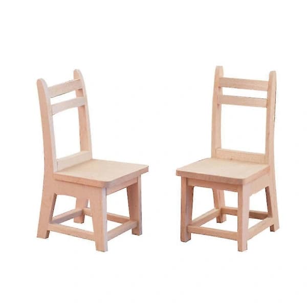 2 stk Barn Tre Miniatyr Stol Figurer Trepynt Mini Tre Stol Mini Stol