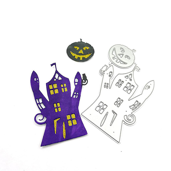 Halloweenhus Metallstansmall för DIY Scrapbooking Album Papperskort Stansform Prägling Hantverk Dekoration
