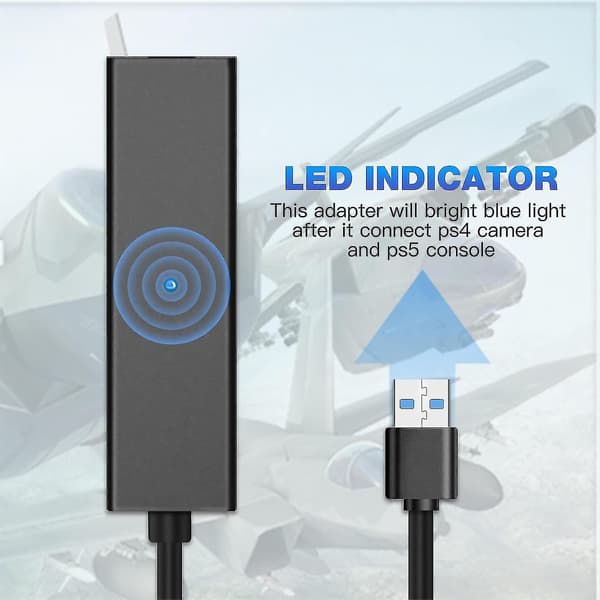 Kameraadapter for PSVR/PS5, PS VR-omformerkabel kompatibel med 5 konsoller, USB 3.0 VR-spilltilbehør