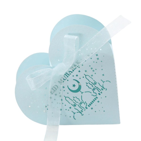 Blue50-Pack Gift Candy Box Dekoration Heart Chocolate Cookie BoxesBlå