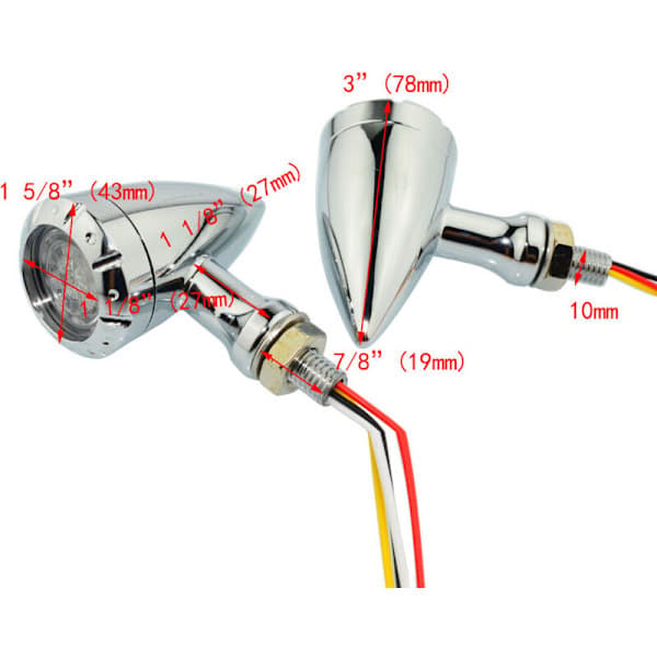 2 stk. universelle motorcykel LED-bremseblinklys til Cruiser Chopper indikatorlys (sort)